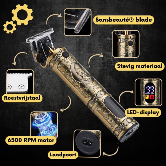 Sansbeauté® - Buddha Trimmer - Professionelle kabellose T-Klingen-Haarschneidemaschine - Bartschneider - Haarschneider Herrenkopfhaar - Cheveux Haar - Haartrimmer - Friseur Haar Maschine - Haarschneider - Barbier Haarschneider - Friseurset