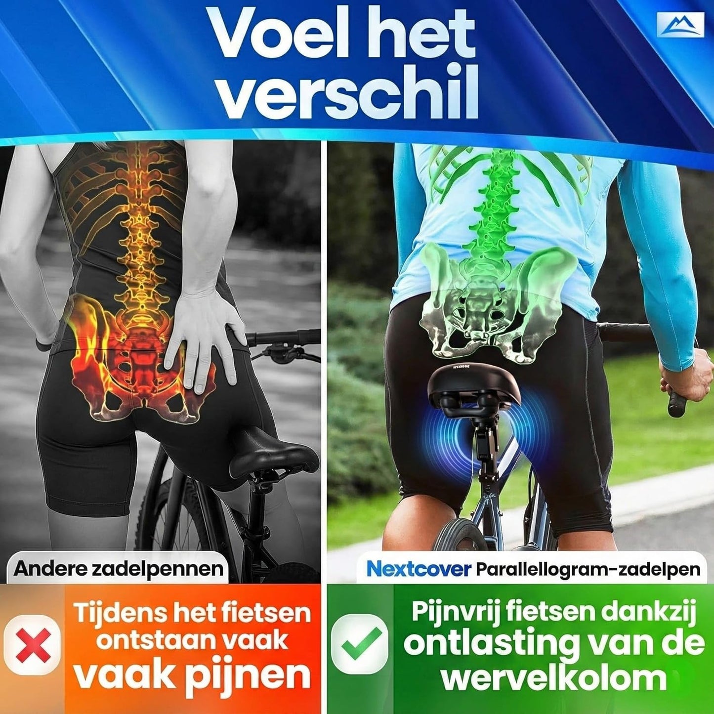 Nextcover Federnde Sattelstütze – Comfort-Spring – Einstellbare Federspannung – Für E-Bikes und Fahrräder