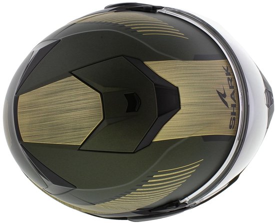 SHARK Oxo Sikter Mattgrün Chrom Gold GUQ Systemhelm – Größe XL – Helm