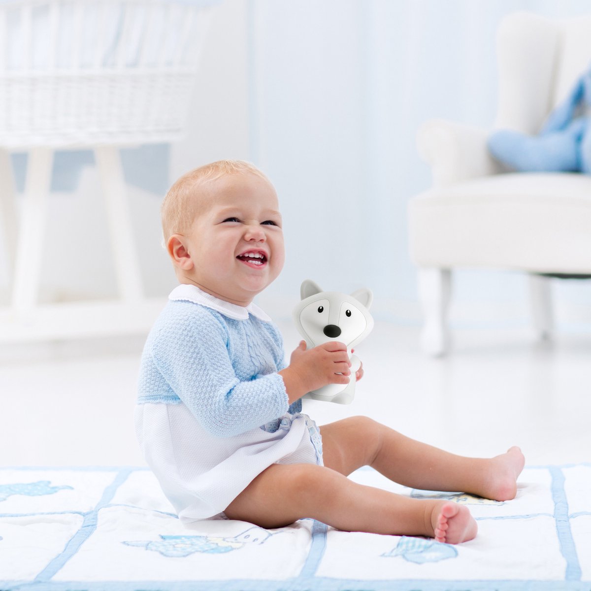 Sleepy Friends Kinder-Nachtlicht Fuchs - USB aufladbar und dimmbar - 8 Farben - 95x97x100 mm - Weiches Silikon-Nachtlicht für Babyzimmer und Kinderzimmer