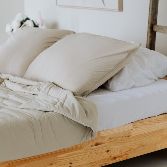 HappyBed Taupe Kissenbezug-Set, 2er-Pack – 60 x 70 cm – 100 % Mikrofaser – Ultimativer Schlafkomfort