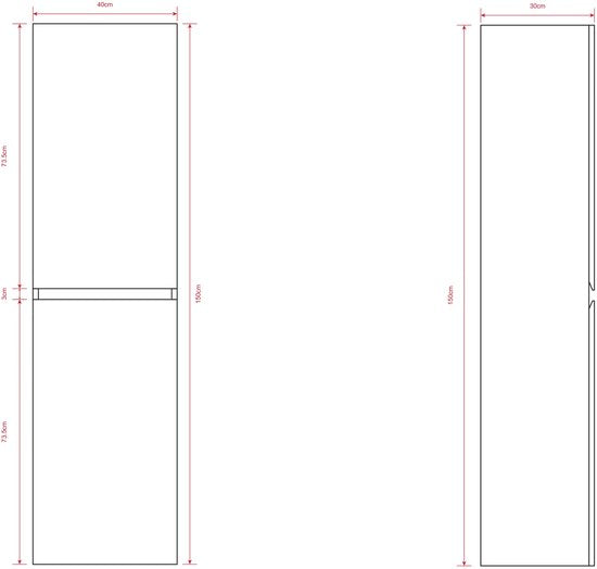 Mirlux Badezimmerschrank Ruvo – 150 cm – Helle Eiche – Hängender Hochschrank mit 2 Türen