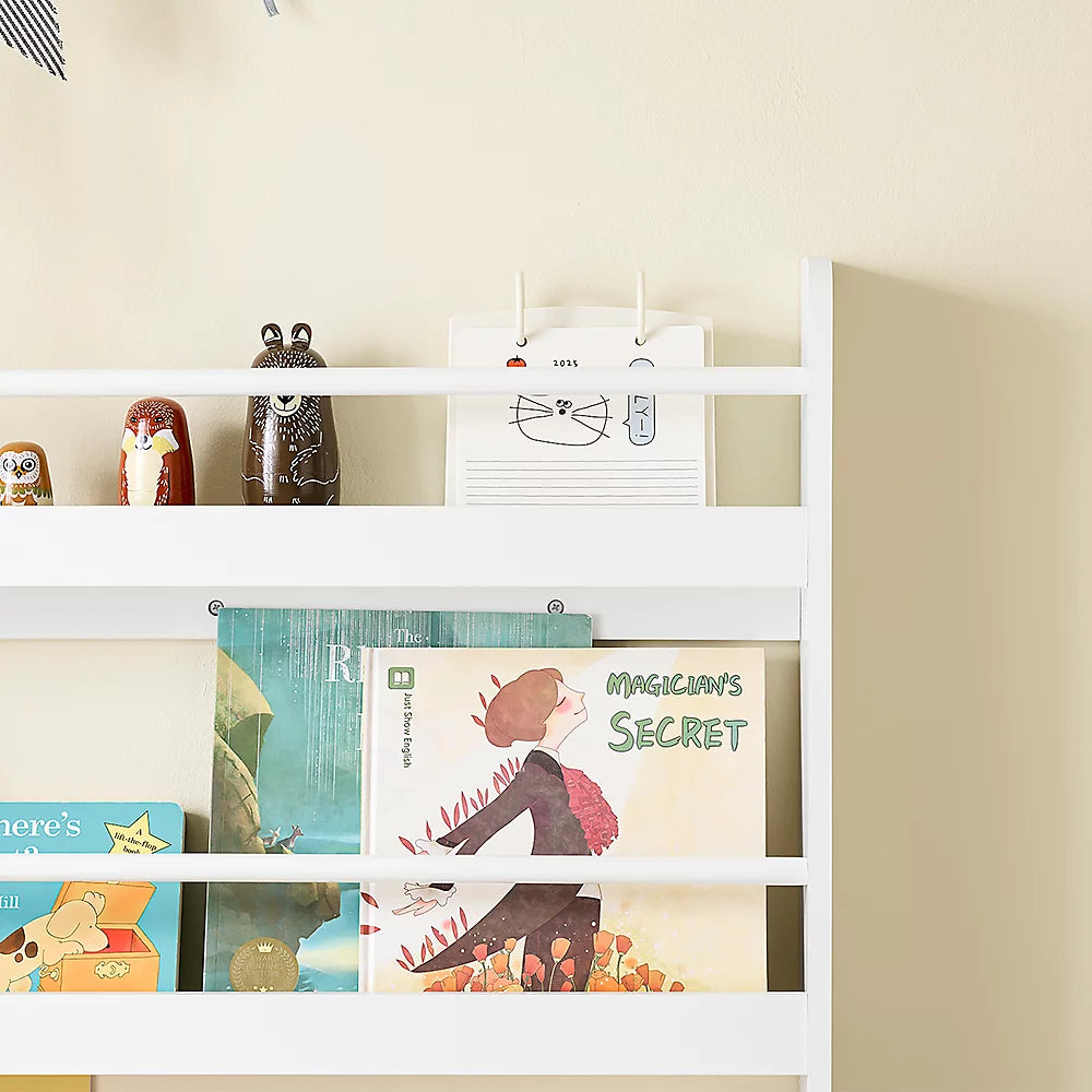SoBuy Kinderbücherschrank – 4 Einlegeböden – 80 x 12 x 118 cm – Weiß