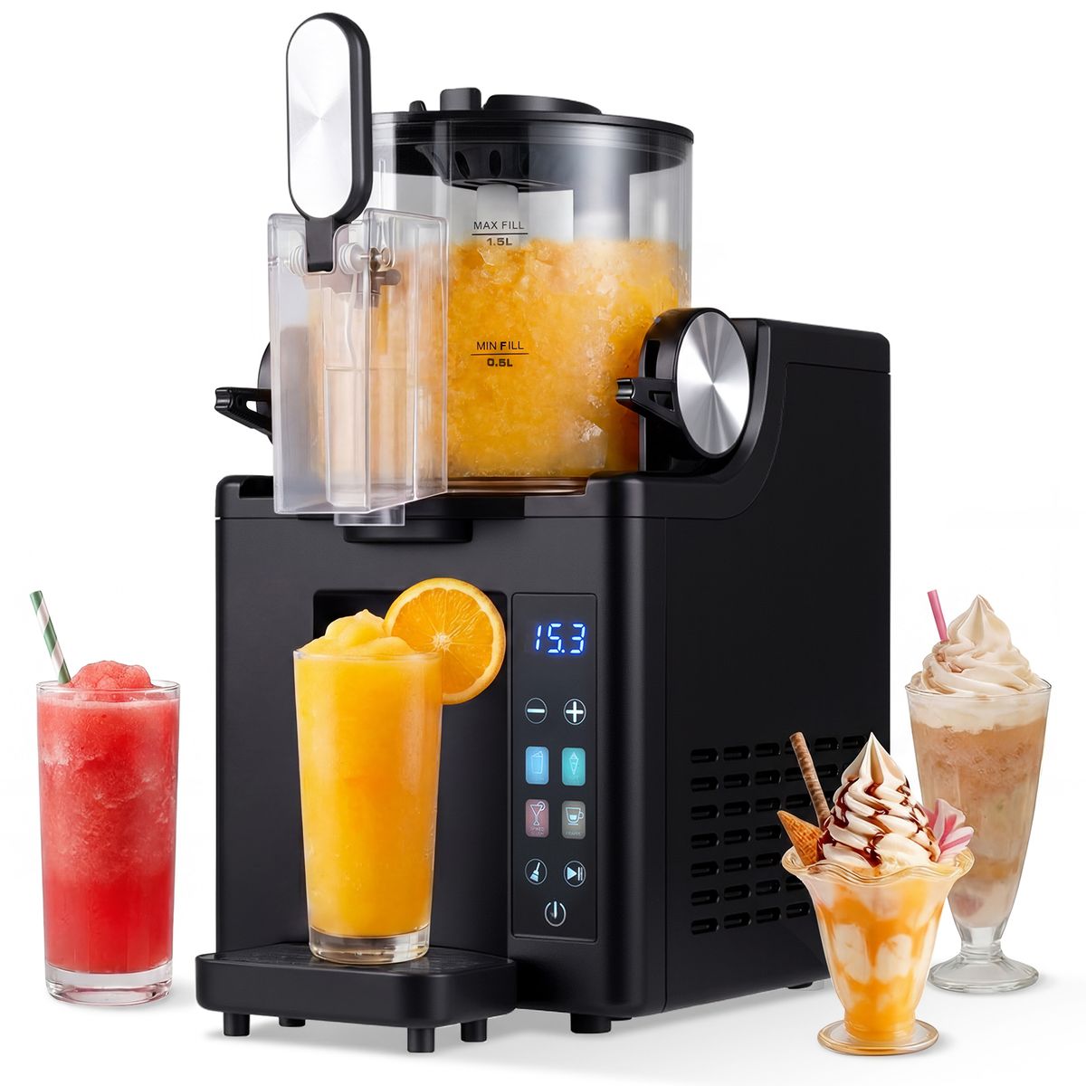 Coast Slush-Maschine – 1,5 Liter – LED-Touch-Bedienung – Selbstreinigungsfunktion – Schwarz