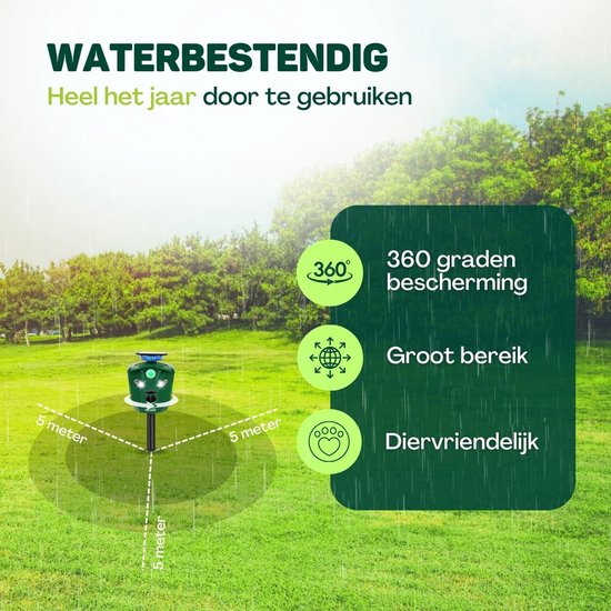 Vulpes Goods® Repellent - Solarbetriebenes Ultraschall-Katzenabwehrgerät - Katzenschreck - Marderabwehr - Tierabwehr - Wasserdicht & 360° Schutz - Schädlingsabwehr - PRO Version