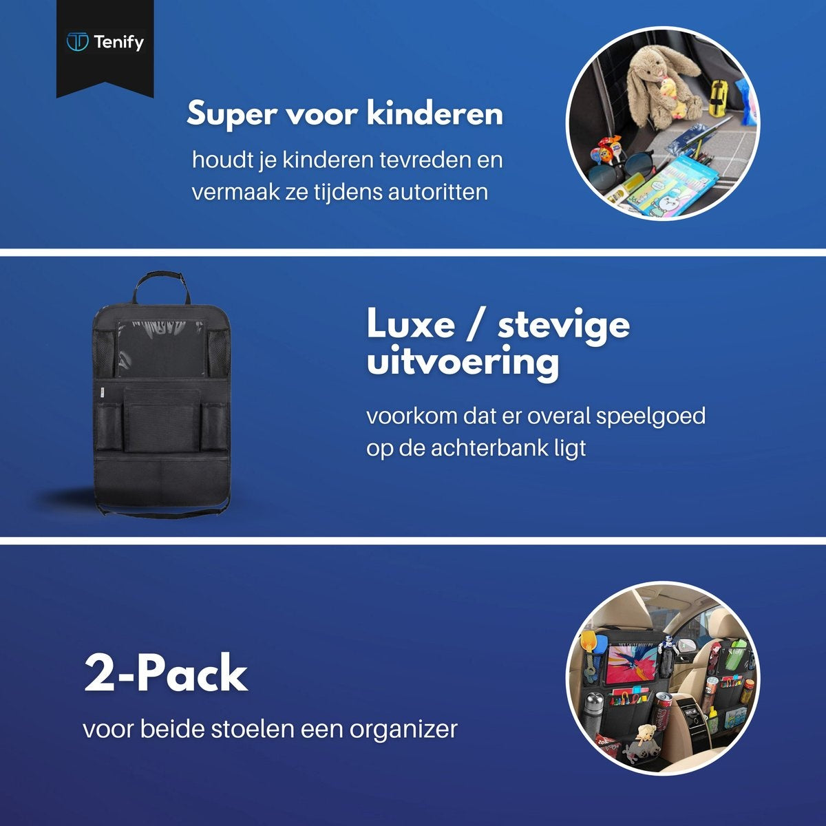 Hochwertiger, luxuriöser und stabiler Auto-Organizer mit Tablet-Halterung - 2er-Set - Extra Stauraum - Schutz - Autositz - Zubehör