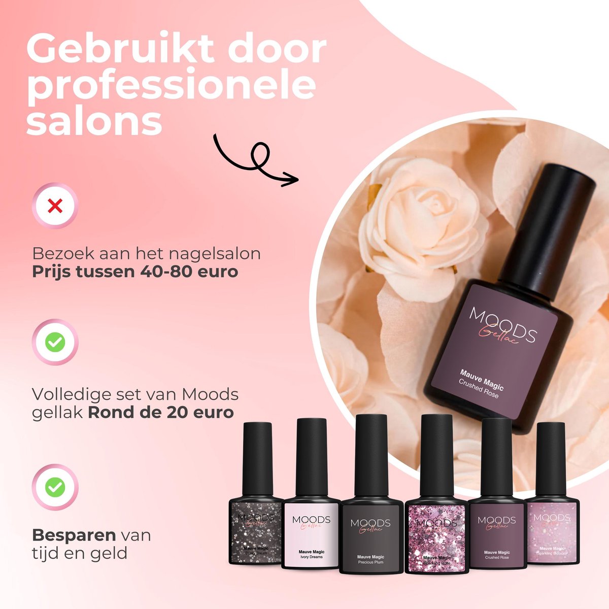 Moods Gellac 6-teiliges Set - Gel-Nagellack Starter Pack - Gel-Nagellack 8ML - Mauve Magic - Schicke neutrale Farben - 6 x 8ML