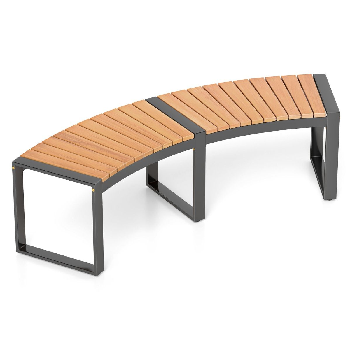 Coast Terrassenbank aus gebogenem Akazienholz – Sitzbank für 2 Personen – 146 x 58 x 45 cm – Gelb/Schwarz