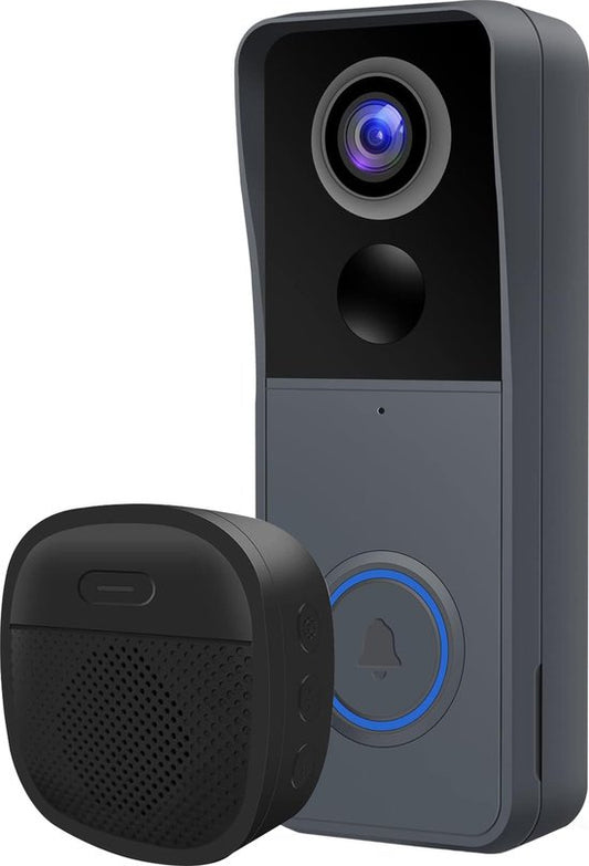 Video-Türklingel mit Kamera - Intelligente drahtlose Türklingel mit WiFi - Wiederaufladbar - Schnurlos mit Batterie - 1080P HD - Sprachfunktion - Kein kostenpflichtiges Abonnement erforderlich