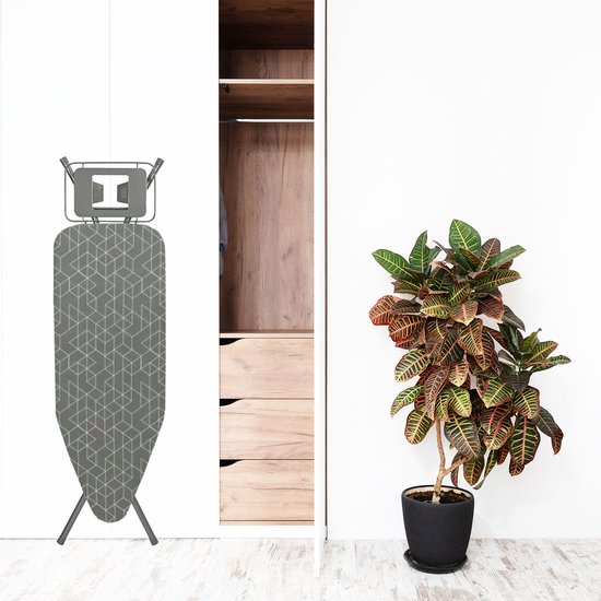 BRASQ Bügeltisch IB300 mit Bügeltischbezug und Halterung für Dampfgerät - 122x43 cm Bügelfläche - Höhenverstellbar - 7 Positionen - bis zu 100 cm