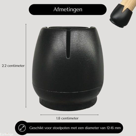 Stuhlbeinschoner Bodenschoner Ø12-16 mm - Stuhlbeinkappen Möbelkappen 24 Stück - Runde Stuhlkappen Bodenschoner Stühle - Schwarz