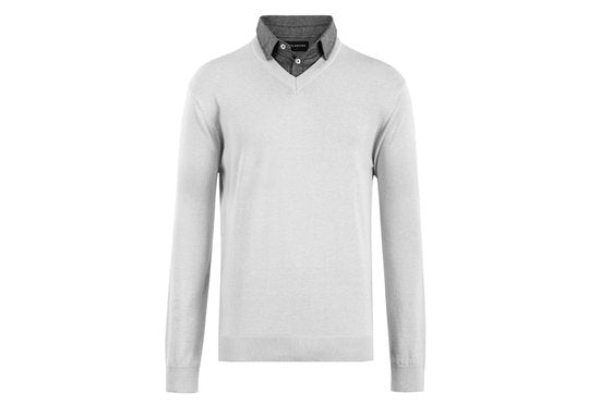Milanoro - Herren Pullover mit Hemdkragen - Navy - M