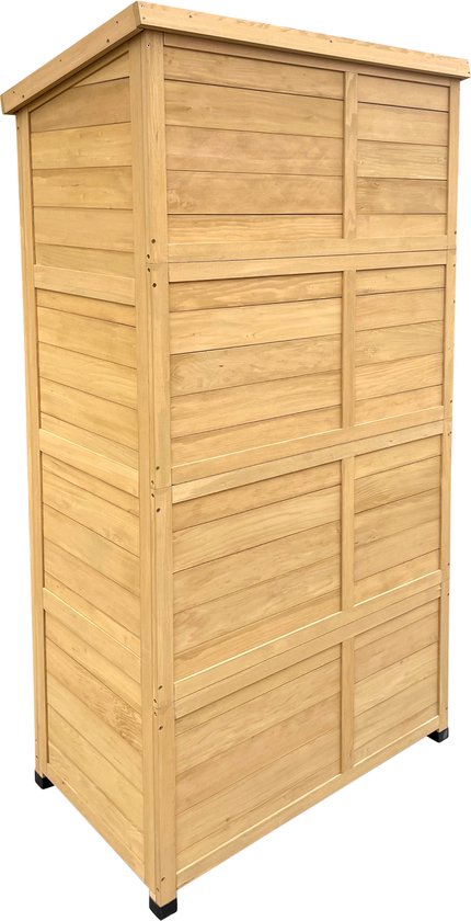 AXI Hugo Aufbewahrungsschrank aus Holz, braun – Gartenschrank mit verzinktem Dach – 3 Einlegeböden und Boden – FSC-zertifiziertes Holz – Magnetverschluss – 85 x 52 x 174 cm