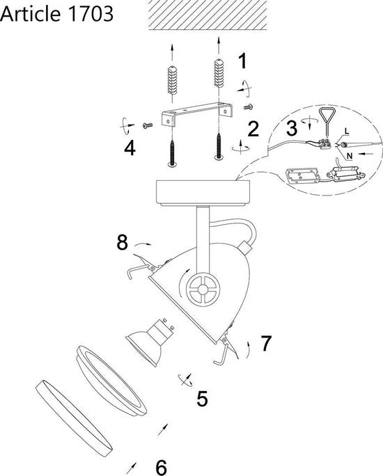 Deckenleuchte Michelle Weiß – dreh- und neigbar – Holz und Metall – Mexlite – 20 cm hoch, 11 cm Durchmesser