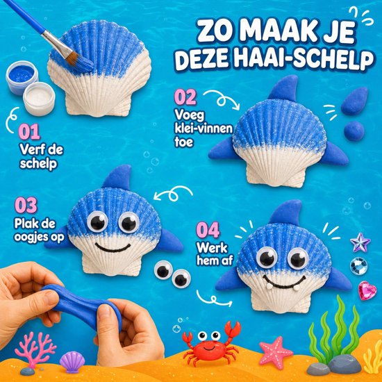 Vaive Muscheln bemalen, 75-teilig – Glow-in-the-Dark-Happy-Stones-Bastelset – Basteln – Bastelset für Mädchen und Jungen – Bastelsets