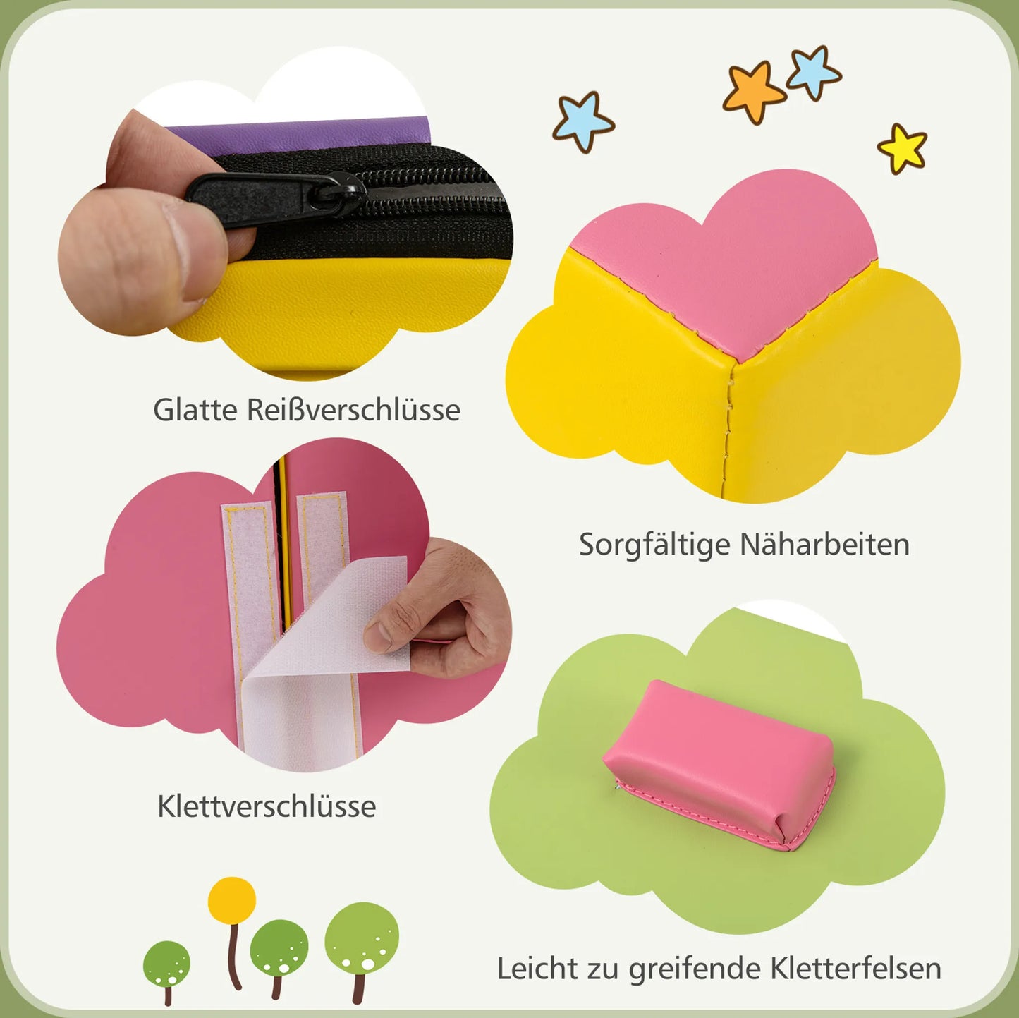 Coast Kletterblöcke aus Schaumstoff, Activity Play Set – Mit Klettverschlüssen und sorgfältigen Nähten sowie leicht zu greifenden Kletterblöcken – Für Spielzimmer und Kindertagesstätten – Buntes Leder und EPE-Schaumstoff
