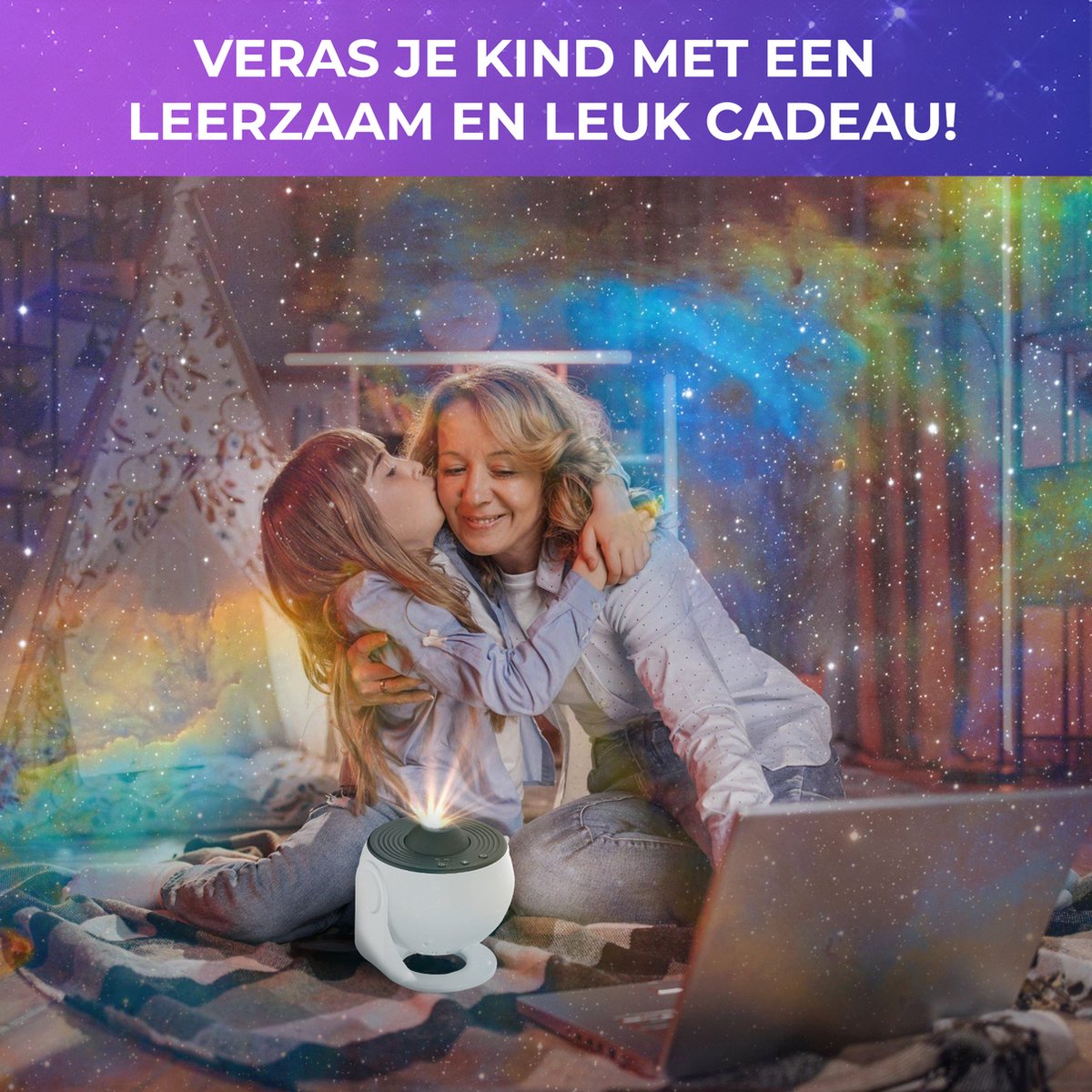 MostEssential Premium 12-in-1-Projektorlampe - 360° - 3000 lm - Schwarz + Weiß