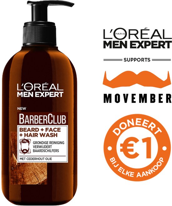 L'Oréal Paris Men Expert BarberClub 3-in-1-Gesichtsreiniger – 200 ml – Reiniger für Bart, Gesicht und Haare