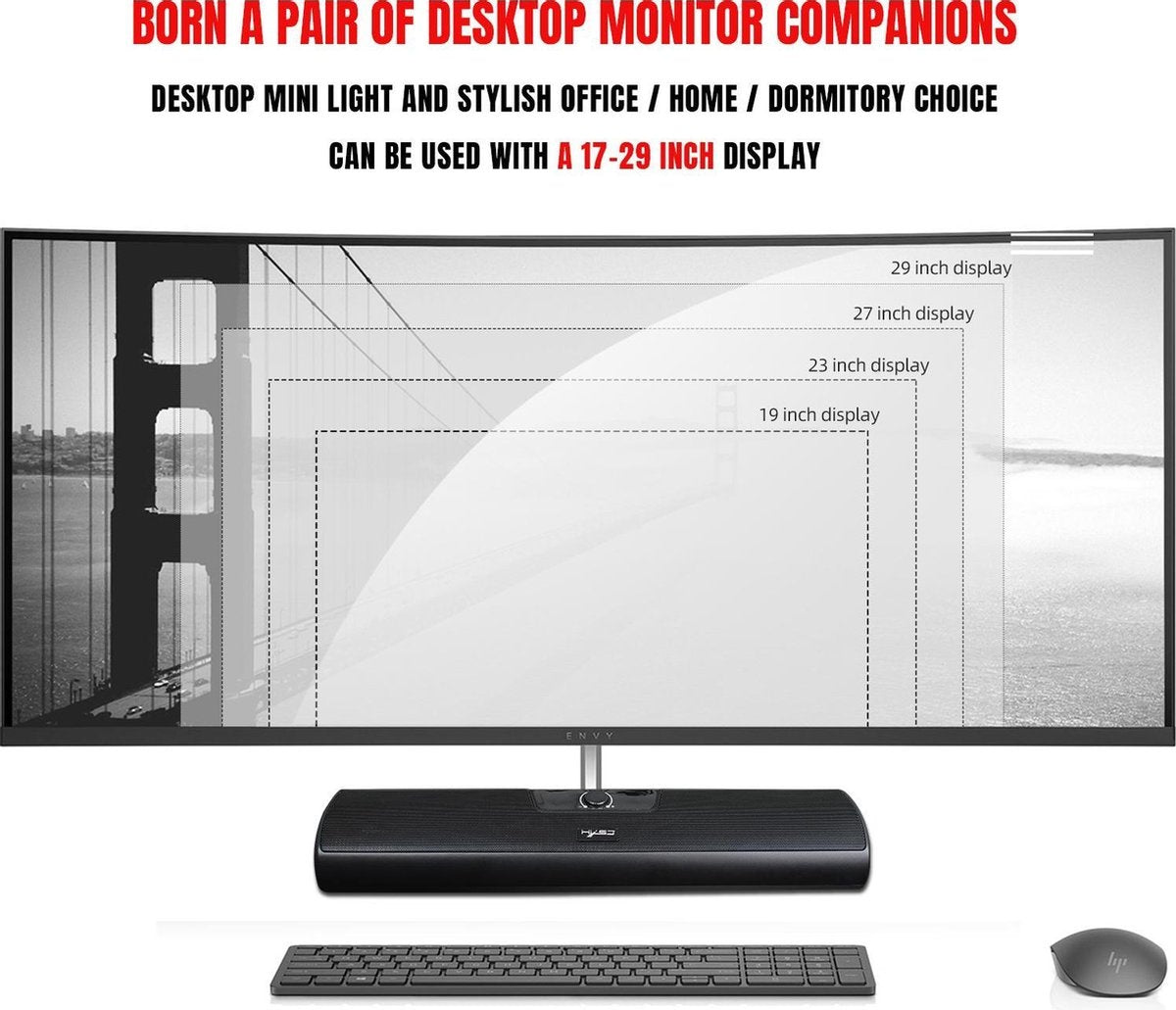 HXSJ Q3 Soundbar PC-Lautsprecher - USB - für Desktop-Computer / Notebooks / Smart-TVs / Projektorgeräte - Schwarz