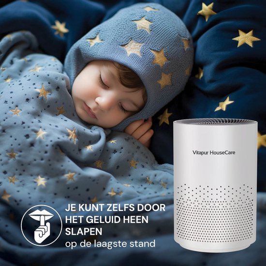Vitapur Luftreiniger – Air purifier – Luftreiniger mit HEPA-Filter – Ionisator mit 360-Grad-Luftstrom – extrem leise mit Timer – weiß