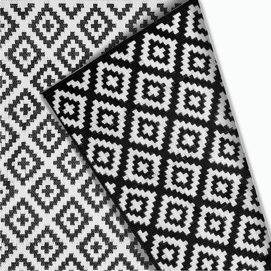 Goliving Outdoor Teppich Summer Diamond - 183x290CM - Gartenteppich - Outdoor Teppich - Teppich - Gartenteppich - Reversibel - Inkl. Tragetasche - Schwarz/Weiß