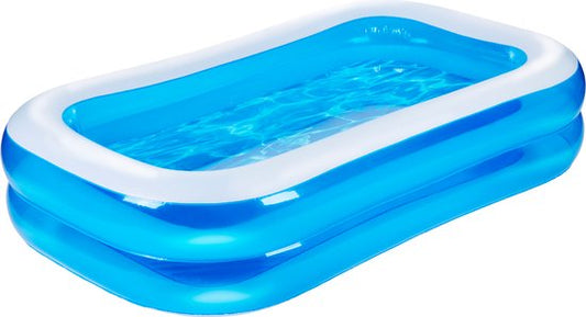 Eddy Toys Aufblasbarer Pool - Aufblasbarer Pool mit Abflussstopfen und Reparaturflicken - Pool für Kinder und Kleinkinder - 207 x 132 x 46 cm - Kinderpool - Aufblasbare Pools - Blau