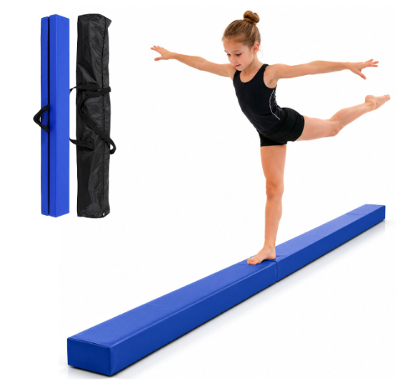 ProSkill Klappbarer Turnbalken – Blau – 210 x 10 x 10 cm – Schwebebalken, Kunstleder