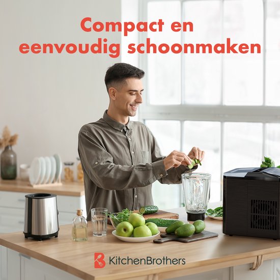 KitchenBrothers Eiswürfelbereiter - 1L - Easy Clean + Selbstreinigungsfunktion - Eiswürfelbereiter - 12kg/24 Stunden - Gunmetal-Edelstahl