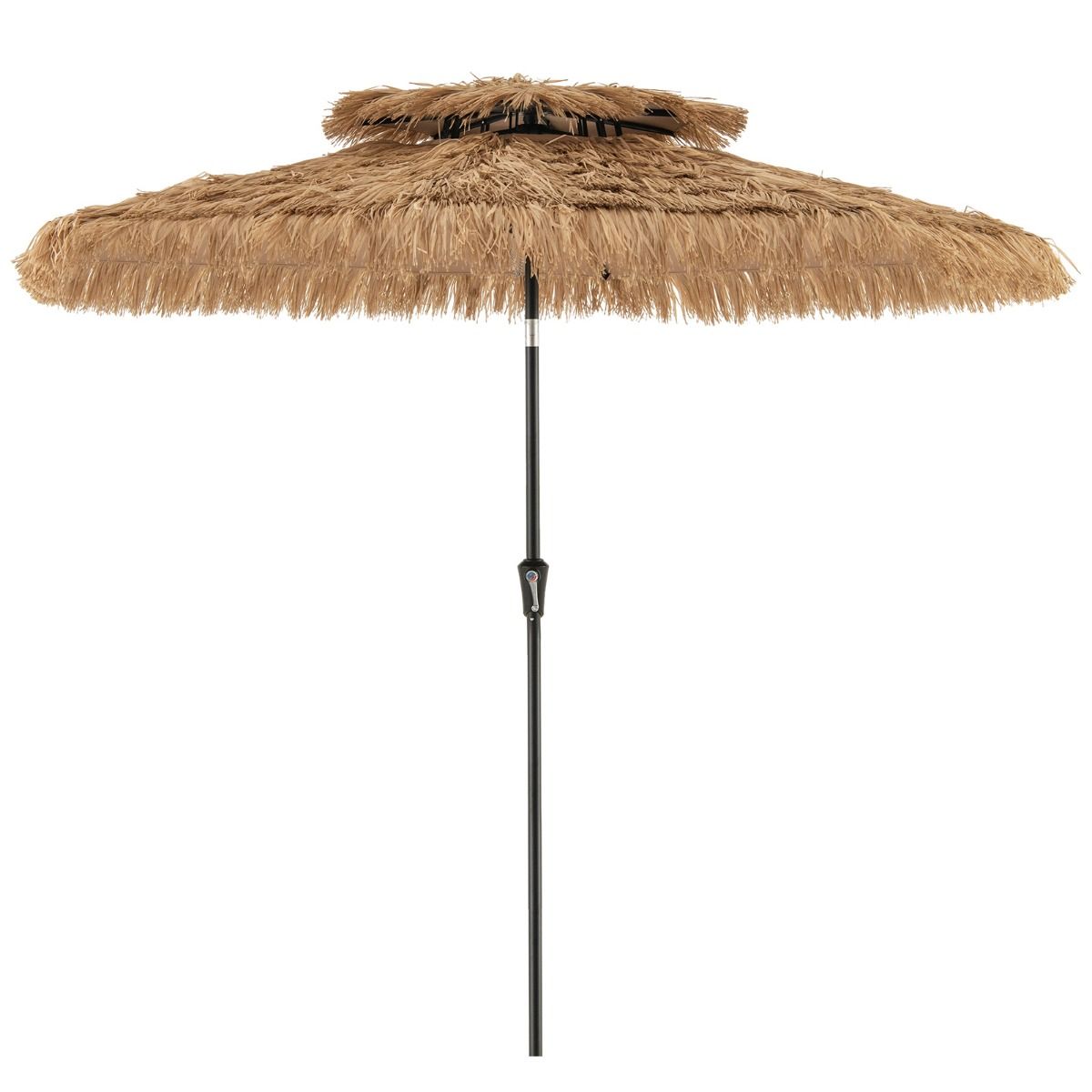 Coast Hawaiian Wicker Tiki Parasol 267x247 cm - Natürlicher Terrassen-Sonnenschirm mit Kurbel, Kippmechanismus & 8 stabilen Ballen
