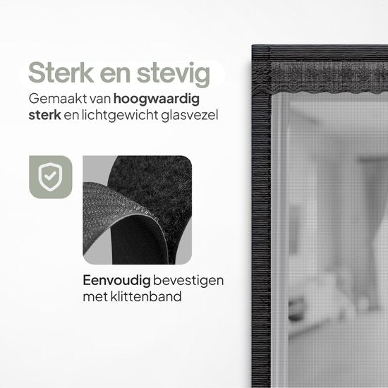 O'DADDY® Türvorhang Deluxe FIBER - Magnetischer Fliegenvorhang - Für neue und Standardtüren - Einfache Installation - Türgitter Schwarz - 92x220 cm