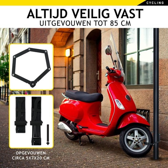 DUNLOP Fahrradschloss Rahmen - Rollerschloss - Faltbares Schloss - Rahmenschloss mit 3 Schlüsseln