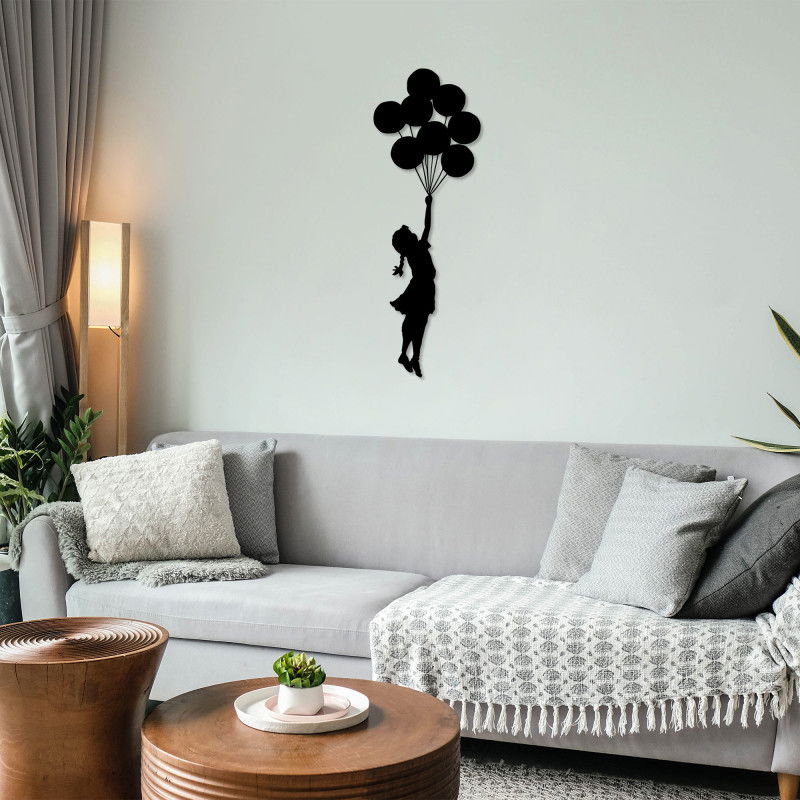 Wallity Wall Deco Banksy Wanddekoration - Metall - 34 x 100 CM - Schwarz
