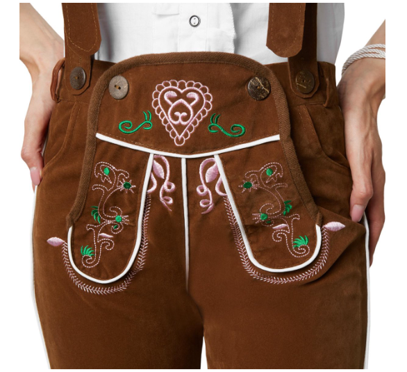 dressforfun Lederhose Walchensee – Größe L – Braun – kniehoch – mit Hosenträgern
