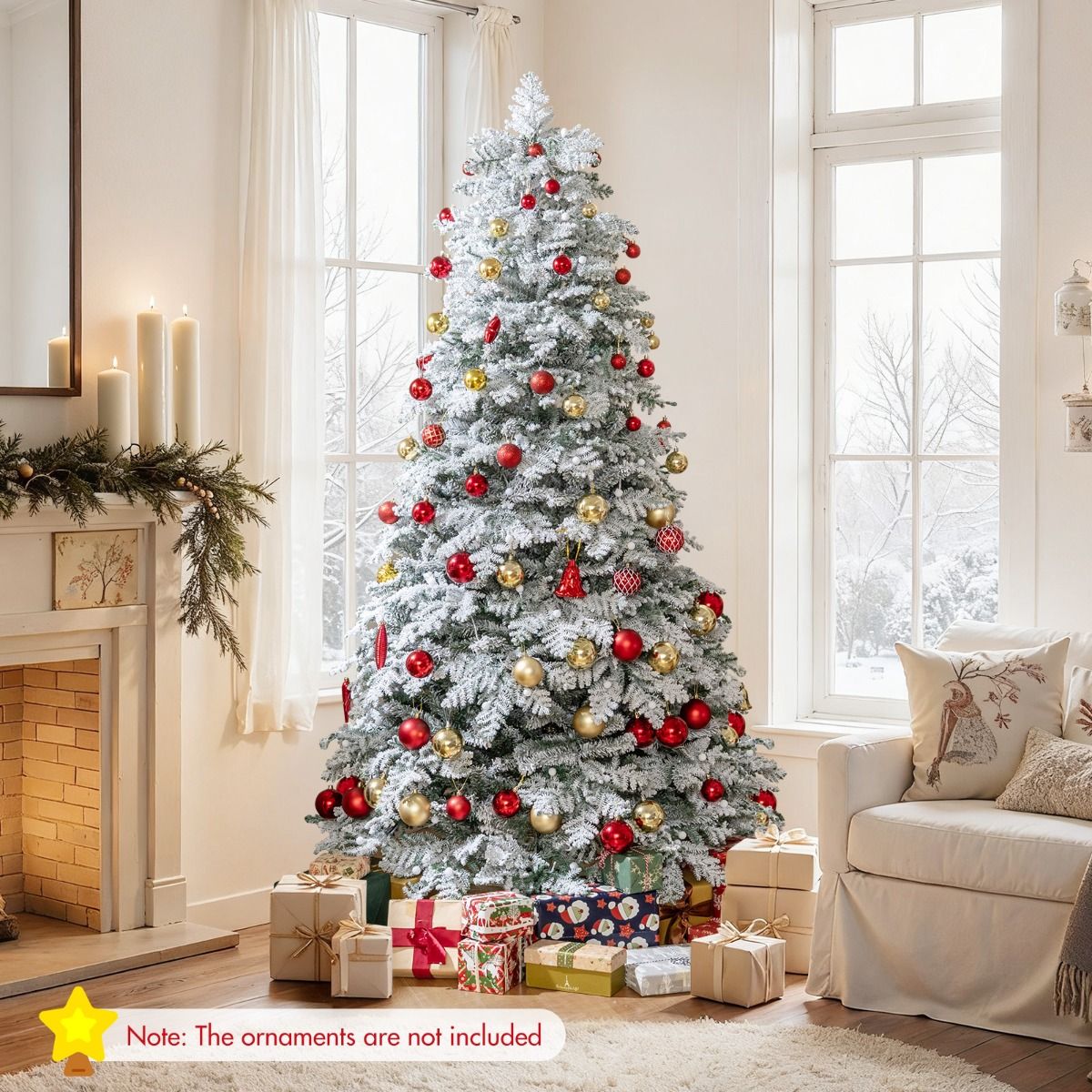 Coast Kunstweihnachtsbaum – verschneit – mit LED-Beleuchtung – 210 cm – grün und weiß