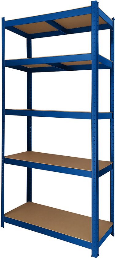 BRASQ Blaues Metallregal – Aufbewahrungsregal – Wandschrank – Aufbewahrungsschrank – 180 x 90 x 40 cm – 5 Ebenen – Schrank – 175 kg/Einlegeboden – max. 875 kg