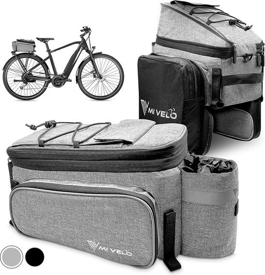MIVELO Gepäckträgertasche für Fahrrad - bis zu 20 L - Wasserdicht - Grau