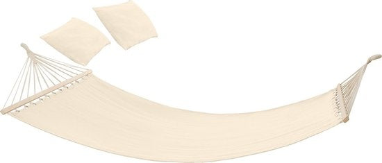 tectake 2 Personen Hängematte Eden Birkenholz-Stangen Beige