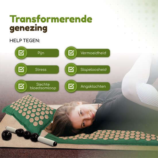 Amati Blue Lotus Spijkermat - met kussen - Massageroller & -Bal - Acupressuur Mat - Shakti Mat - Grijs â€šÃ„Ã¬ Blue Lotus