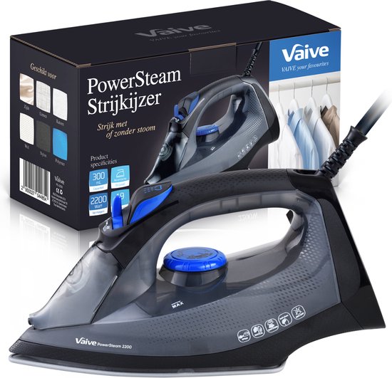 Vaive Bügeleisen PowerSteam 2200 - 300 ML Wassertank - 2200W - Keramiksohle - Schwarz
