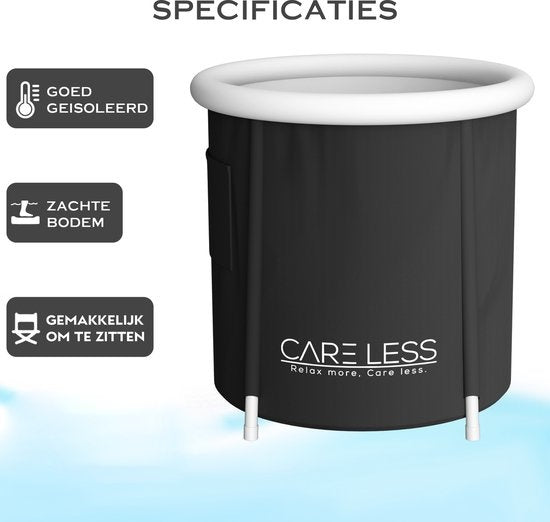 Care Less - Ice Bath - Sitzbadewanne - Faltbar und mit Deckel - Inklusive Pumpe und Abflussschlauch - Schwarz
