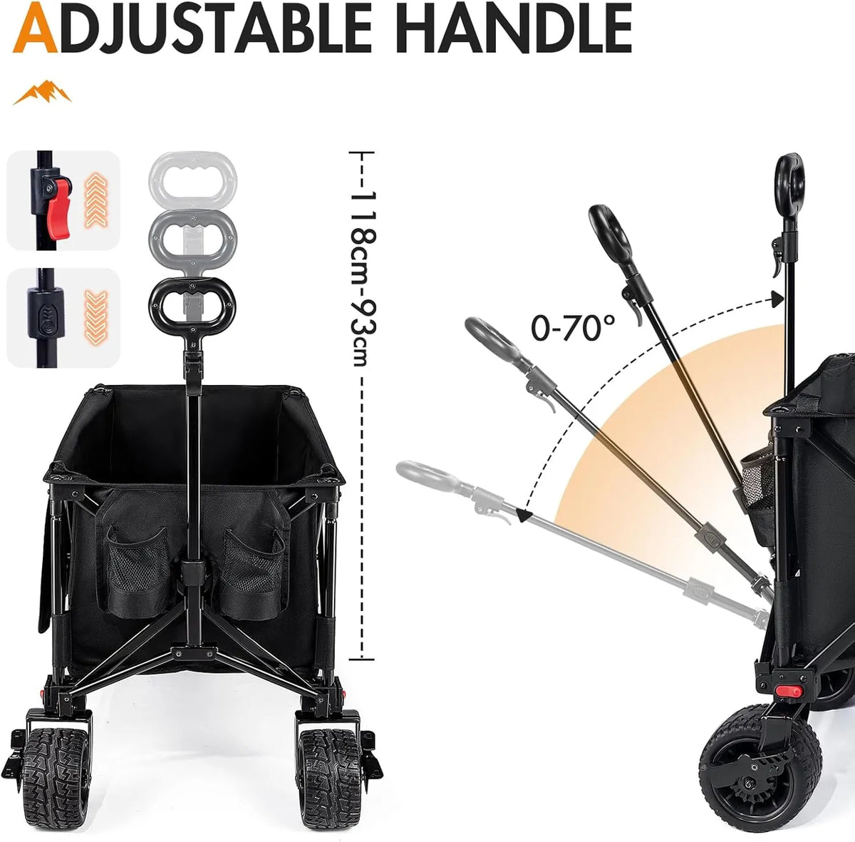 Portal 21813 Zusammenklappbarer Handwagen – bis zu 300 l – 105 × 54 × 63 cm – Schwarz