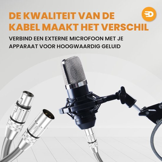 Drivv. Premium-XLR-Kabel – Mikrofonkabel – Stecker auf Buchse, 3-polig – 3 Meter – Silber