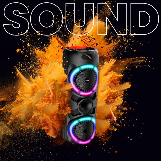 Denver Bluetooth Lautsprecher Party Box - Disco Lichter - Party Box - Inkl. Drahtloses Mikrofon & Fernbedienung - BPS459