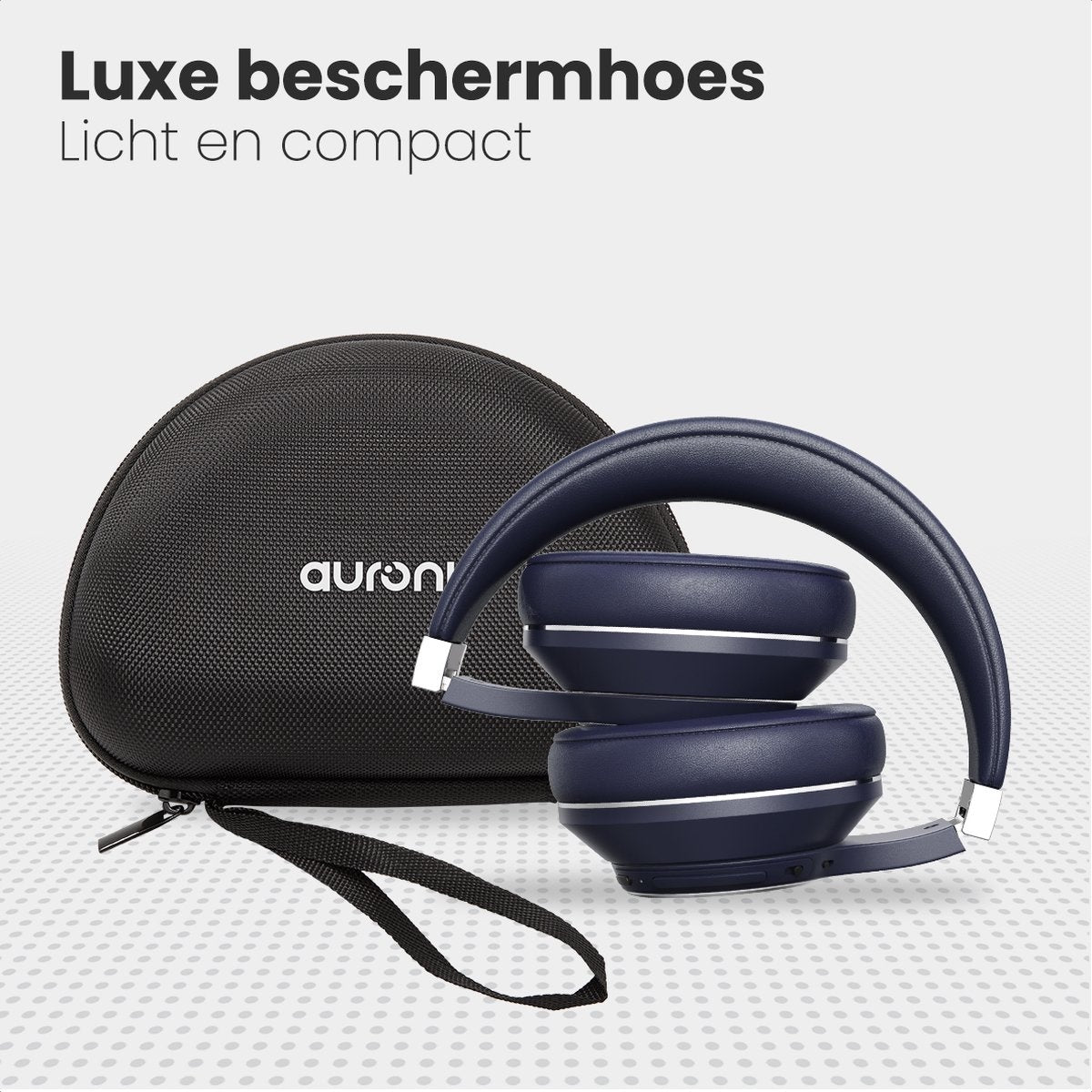 Auronic QuietSound Bluetooth-Kopfhörer kabellos - Over-Ear - aktive Geräuschunterdrückung - Mikrofon - inkl. Tragetasche - Blau