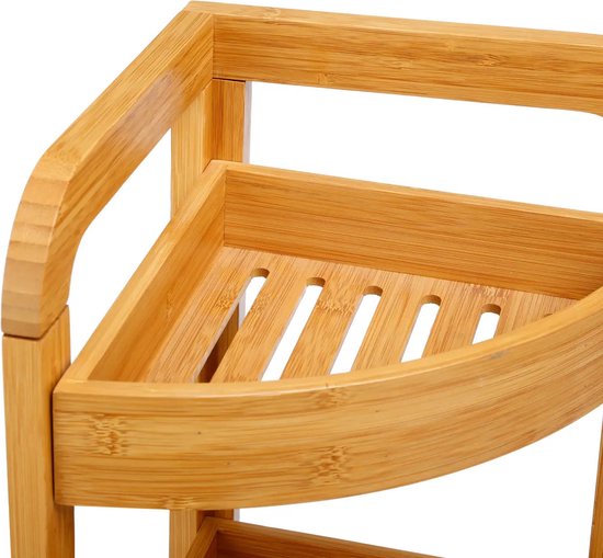5Five Duschregal/Badezimmerregal, Eckmodell – Bambus – 3 Ebenen – 23 x 61 cm