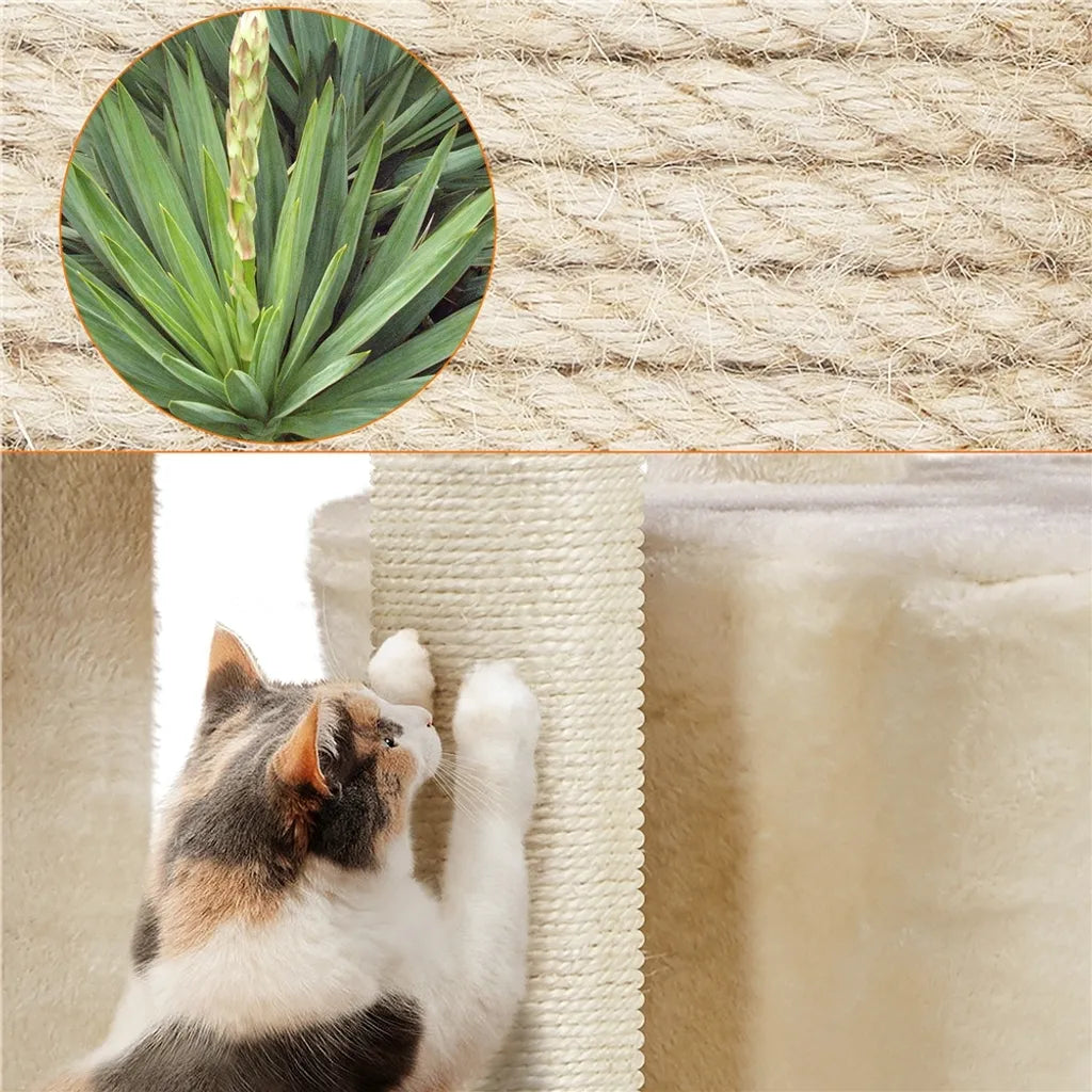 Yaheetech Katzenkratzbaum 87 cm - 3-Schicht - Hängematte - Katzenhaus - Sisal - Beige