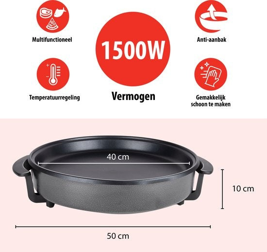 alpina Elektro-Geschirrspüler - Party-Pfanne - Antihaftbeschichtung - 1500 W - Temperaturregler - Ã˜ 40 cm