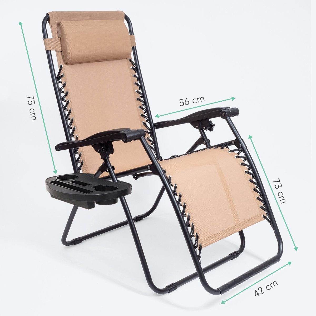 LifeGoods Faltbare Gartenstühle - 2 Stück - 30Â°-90Â° Verstellbar - Metall - Beige