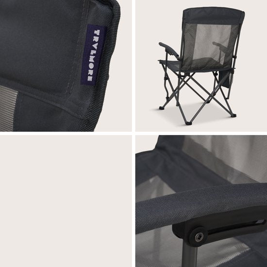 TRVLMORE Campingstuhl - klappbar - 150KG Tragkraft - inkl. Tragetasche - Klappstuhl - Angelstuhl - Campingstuhl - Klappstuhl - Grau