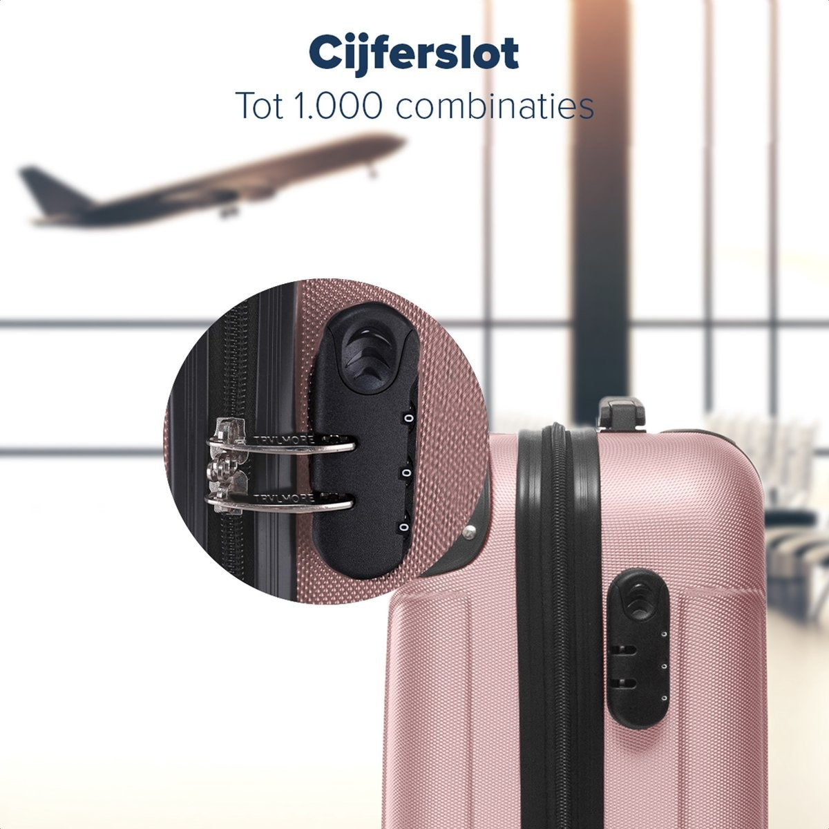 TRVLMORE - Kofferset - 3 Stück - 38L (Handgepäck) + 70L + 110L - Rose Gold